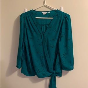 Front tie green blouse